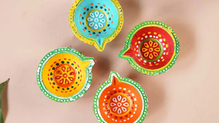 Painted Clay Diya